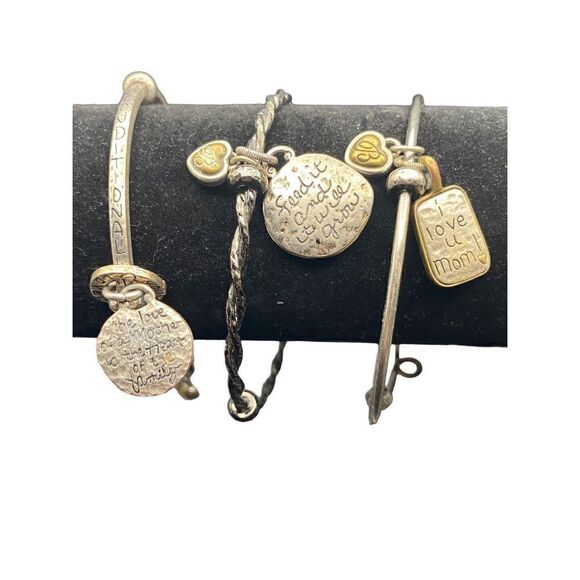Brighton set of three 3 silver plated bracelets moms mothers family - Picture 1 of 9